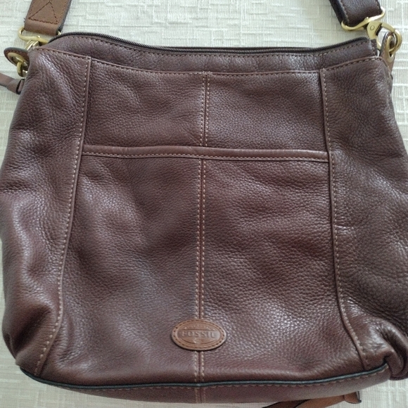 Fossil Morgan Traveler Crossbody Brown Leather Messenger Shoulder Bag Purse - Picture 6 of 11